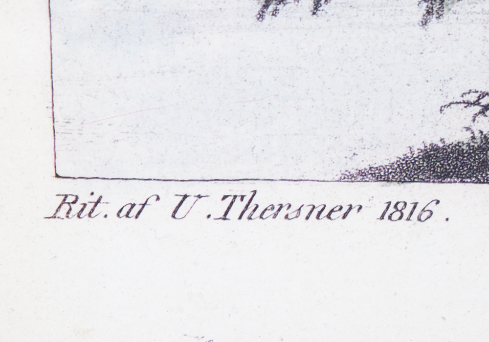 Framed Offset Lithograph of Engraving after "Christinehof" by Ulrik Thersner