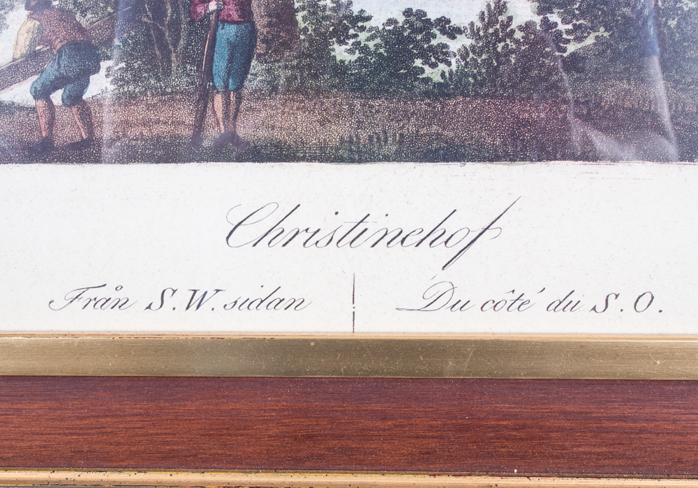 Framed Offset Lithograph of Engraving after "Christinehof" by Ulrik Thersner