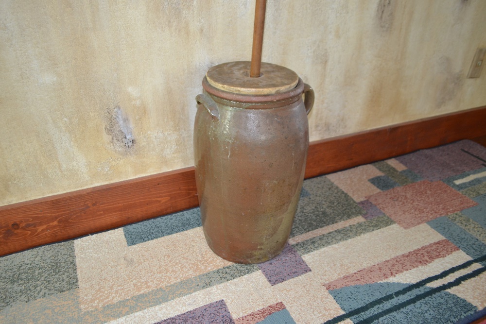 Antique Stoneware Butter Churn