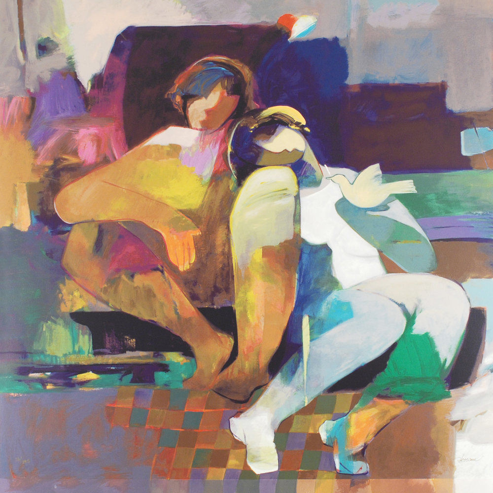 Hessam Abrishami "Tender Shoulders" Serigraph on Canvas