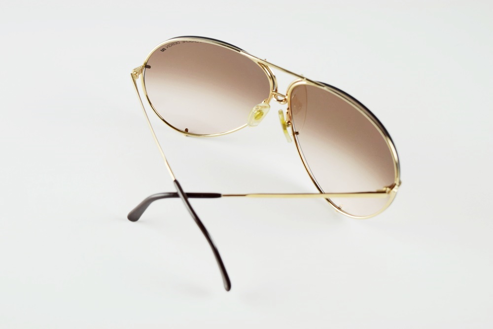 Vintage Mens Porsche Model 5621 Aviator Sunglasses in Original Case with Additional Lens