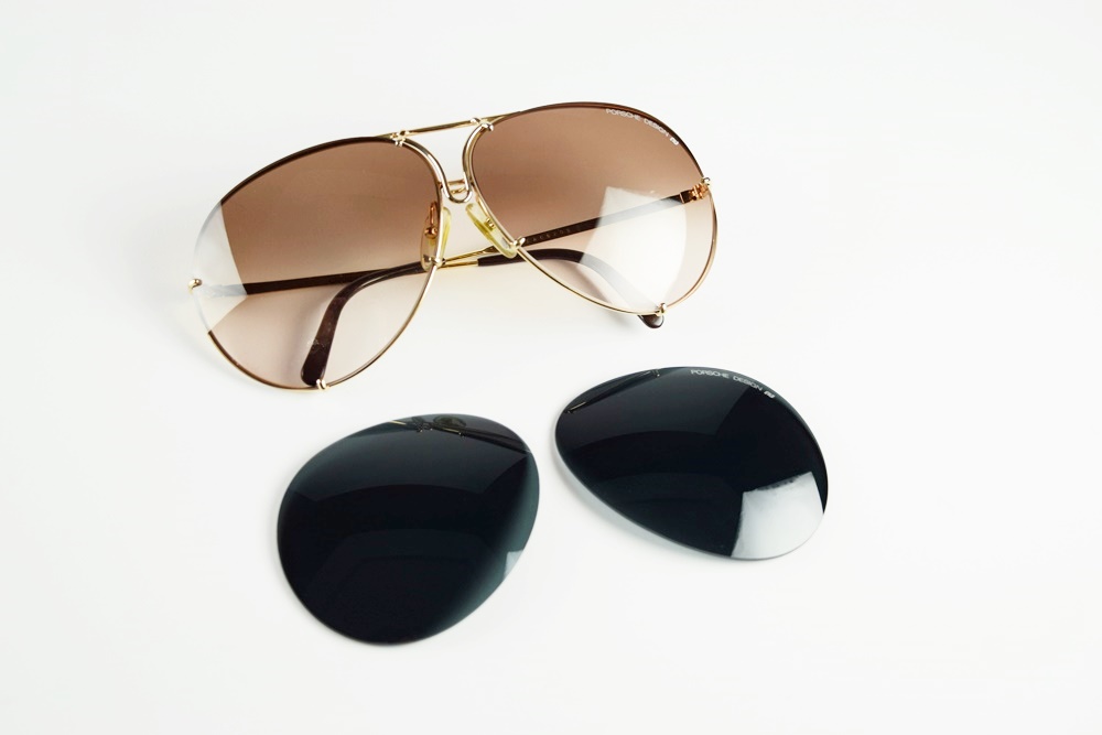 Vintage Mens Porsche Model 5621 Aviator Sunglasses in Original Case with Additional Lens