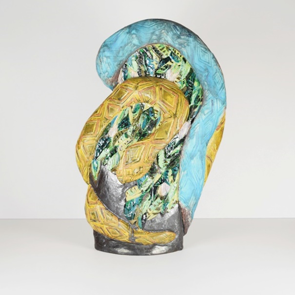 Hand Sculpted Ceramic Sculpture of Entwined Snakes, Signed and Dated