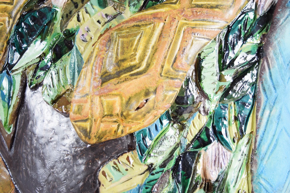 Hand Sculpted Ceramic Sculpture of Entwined Snakes, Signed and Dated