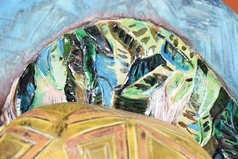 Hand Sculpted Ceramic Sculpture of Entwined Snakes, Signed and Dated