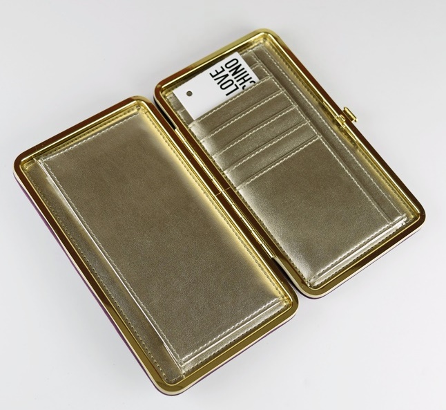 Love Moschino Plum Satin Stork Wallet/Clutch