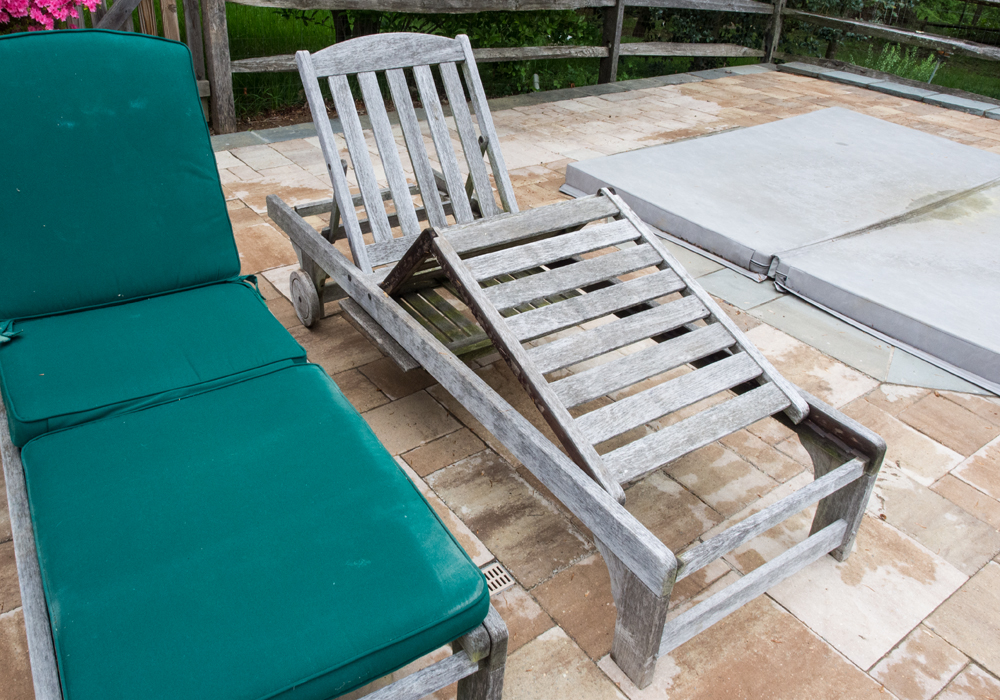 Pair of Smith & Hawken Teak Patio Lounge Chairs