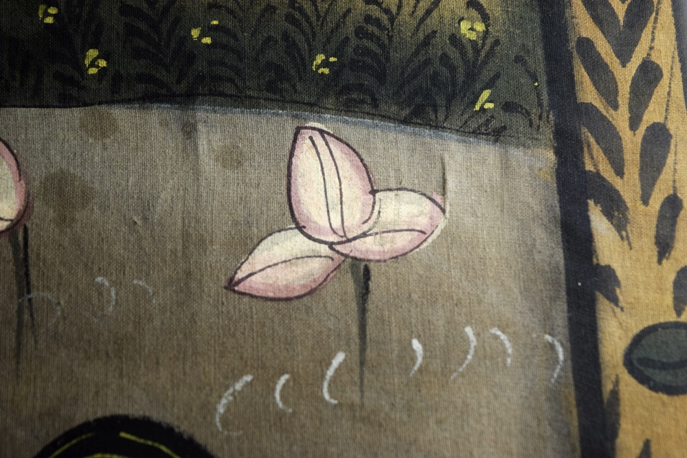 Indian Silk Painting Illustrating Marraige Procession with Elephants, Professionally Framed