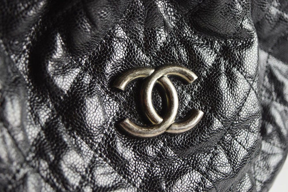 Chanel Quilted Black Leather Shopper with Carte D'Authenticite, in Dust Bag and Original Box