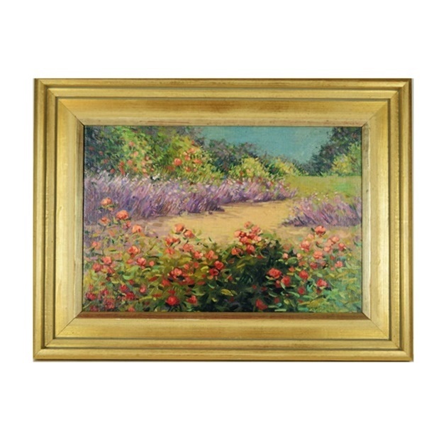 Original Oil on Board Illustrating a Garden Path, Signed and Framed