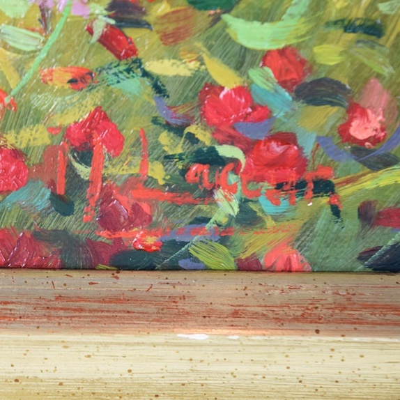 Original Oil on Board Illustrating a Garden Path, Signed and Framed