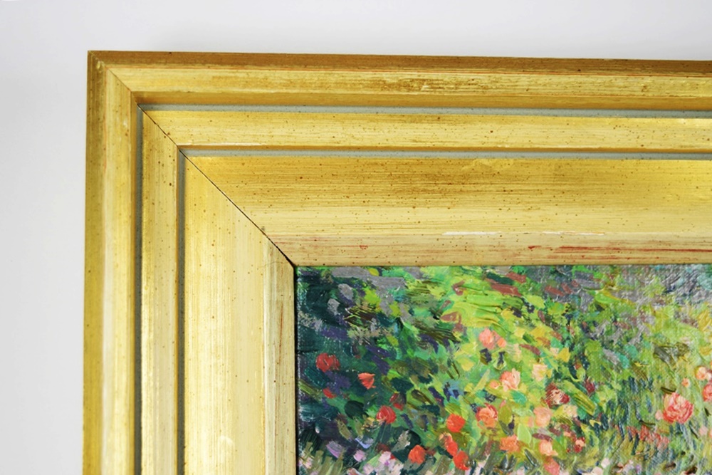 Original Oil on Board Illustrating a Garden Path, Signed and Framed