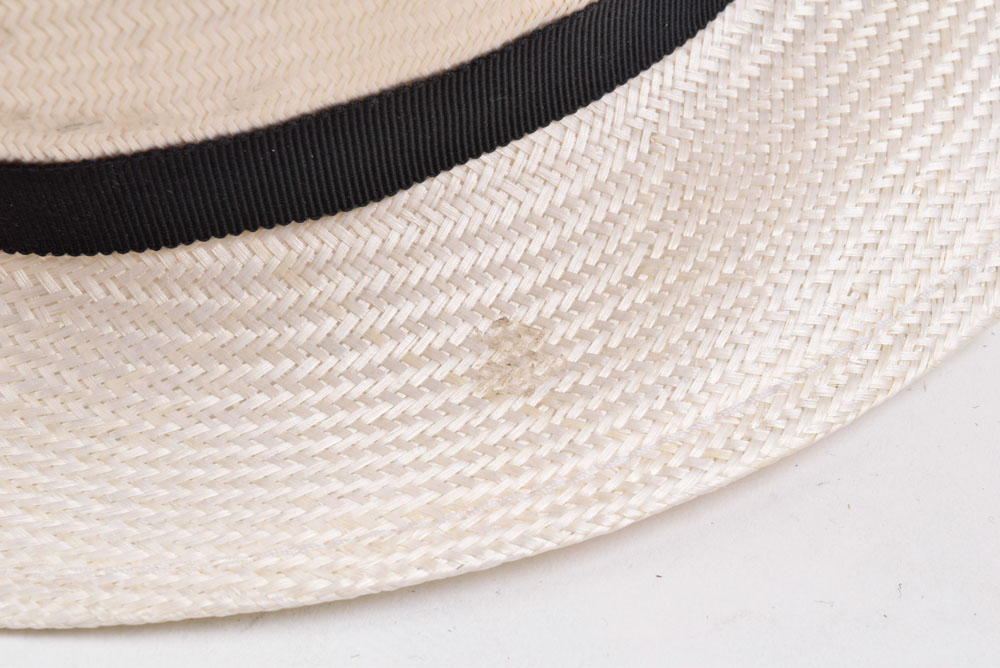 Giovannio White Cellophane Hat with Black and White Feathers