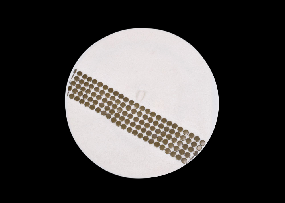 Lola Brand White Wool Beret Embellished with Studs