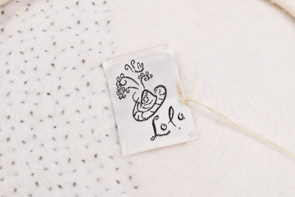 Lola Brand White Wool Beret Embellished with Studs