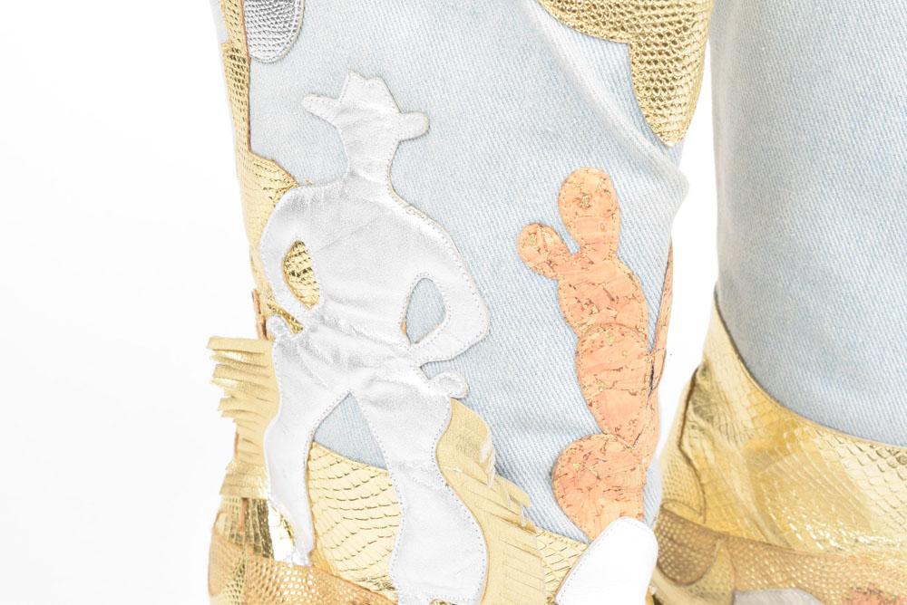 Zalo Leather, Cork, and Faux Snakeskin Western Boots