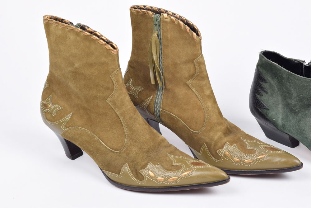 Antonio Melani and Pascali Suede Leather Western Style Ankle Boots
