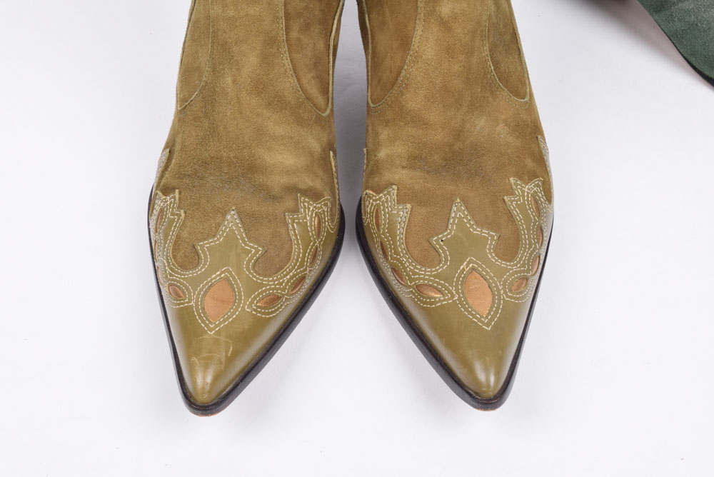 Antonio Melani and Pascali Suede Leather Western Style Ankle Boots