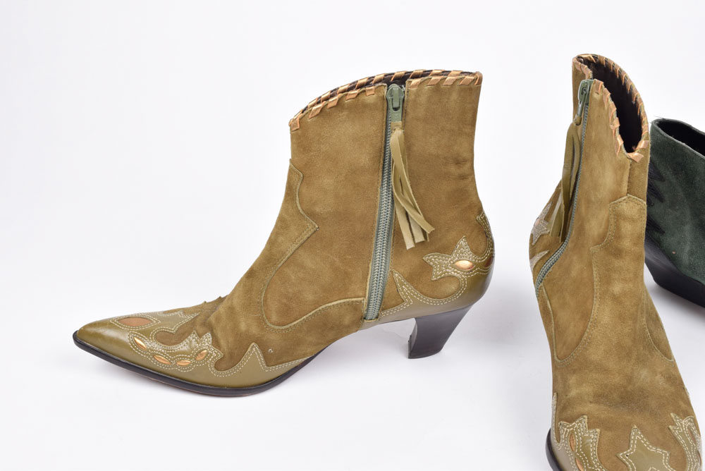 Antonio Melani and Pascali Suede Leather Western Style Ankle Boots