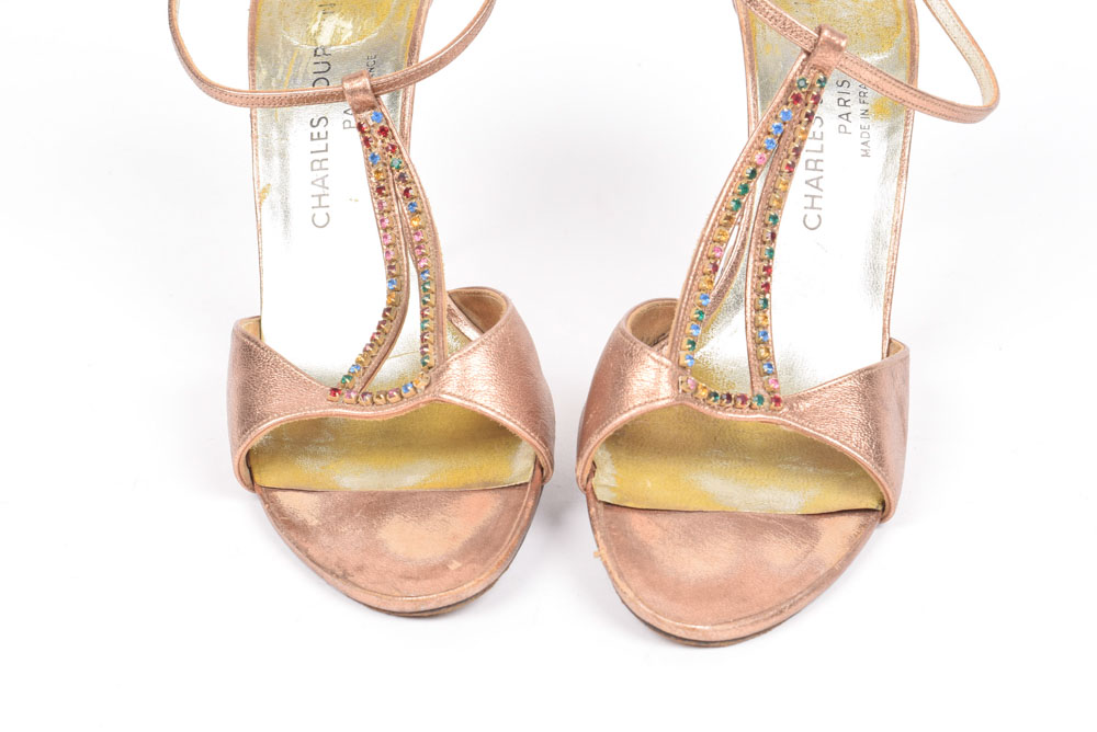 Vintage Charles Jourdan of Paris Designer Open Toe Slingback Heels