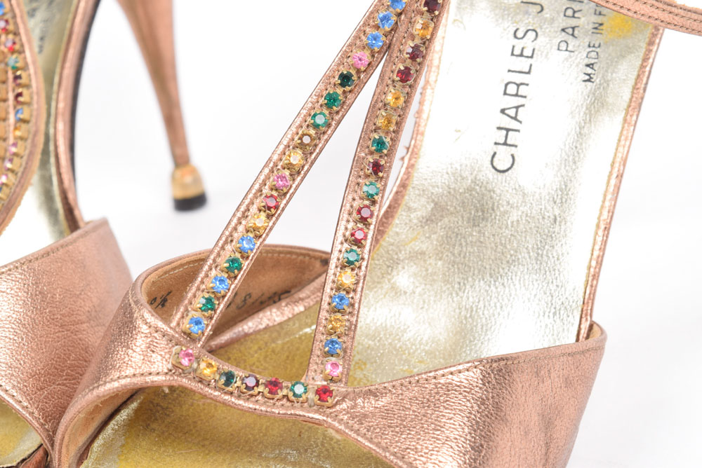 Vintage Charles Jourdan of Paris Designer Open Toe Slingback Heels