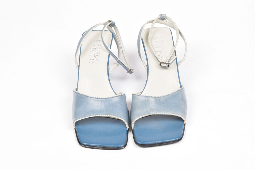 Franco Sarto Leather Slingback Wedge Sandals