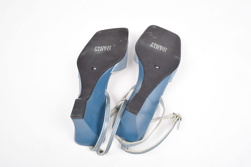 Franco Sarto Leather Slingback Wedge Sandals