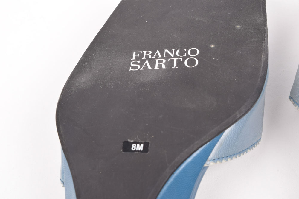 Franco Sarto Leather Slingback Wedge Sandals