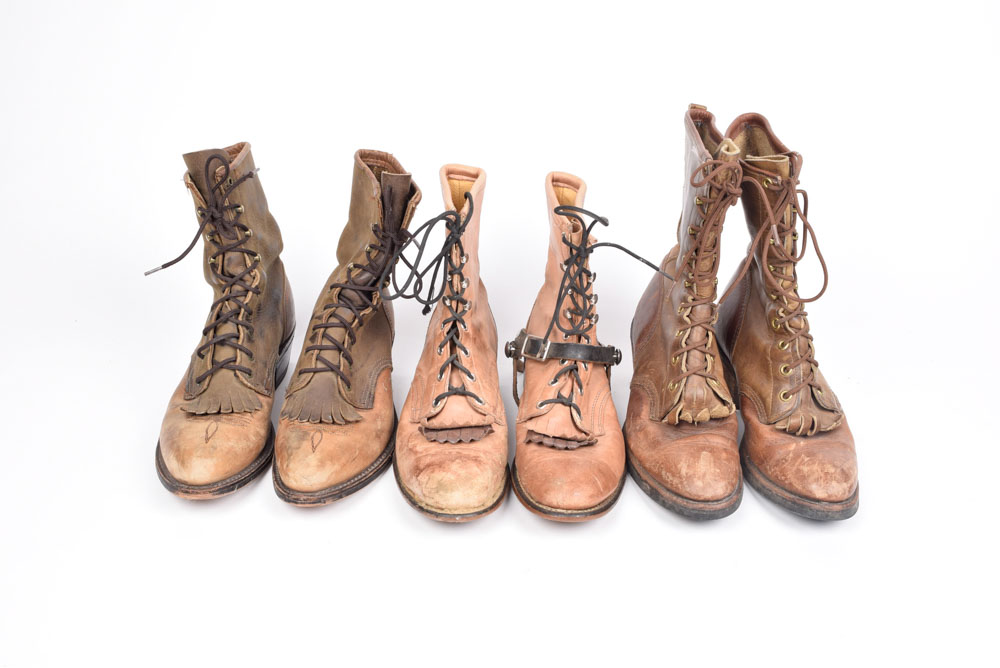 Three Pairs of Leather Boots Including J. Chisholm