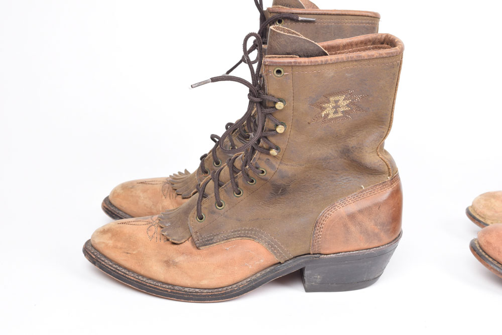 Three Pairs of Leather Boots Including J. Chisholm