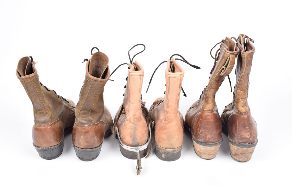 Three Pairs of Leather Boots Including J. Chisholm