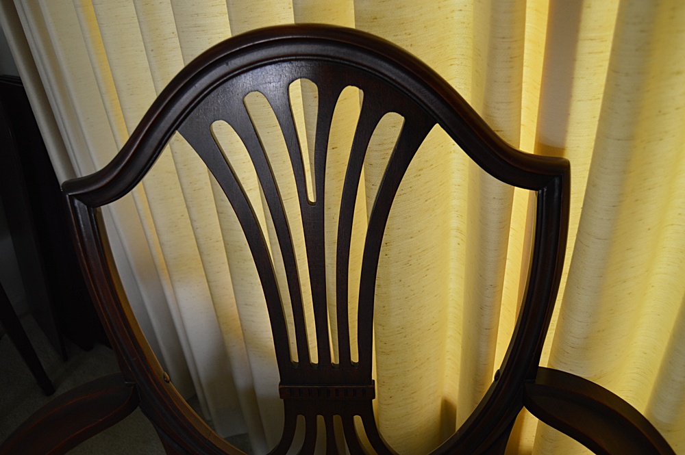 Hepplewhite Style Mahogany Dining Table and Six Chairs