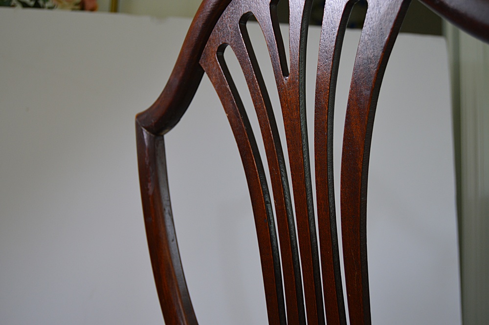Hepplewhite Style Mahogany Dining Table and Six Chairs