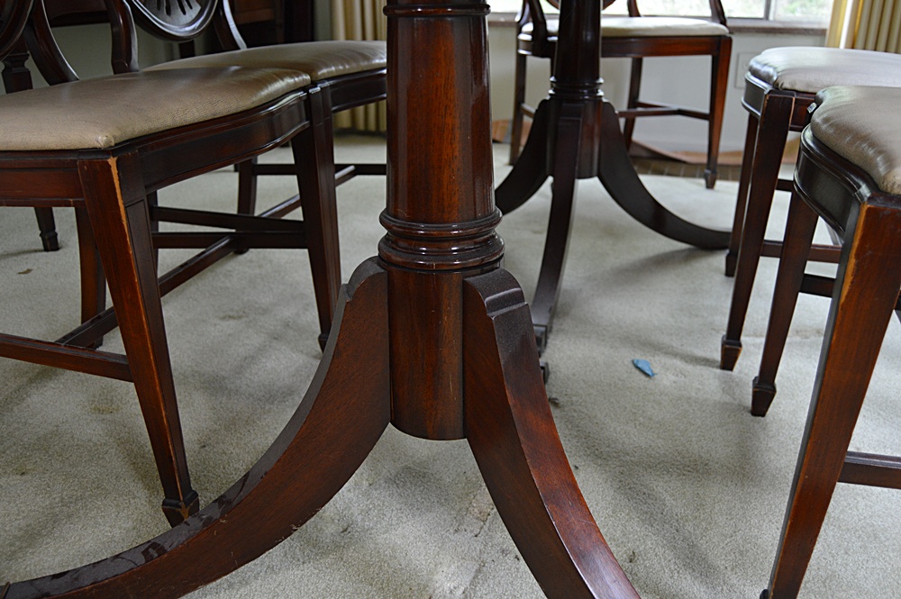 Hepplewhite Style Mahogany Dining Table and Six Chairs