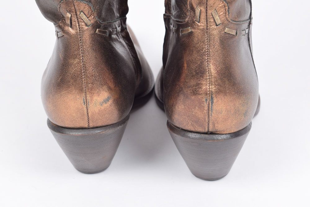 BCB Girls Bronze Leather Square Toe Boots