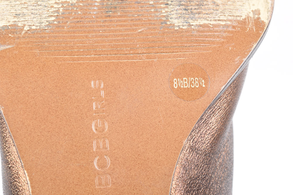 BCB Girls Bronze Leather Square Toe Boots