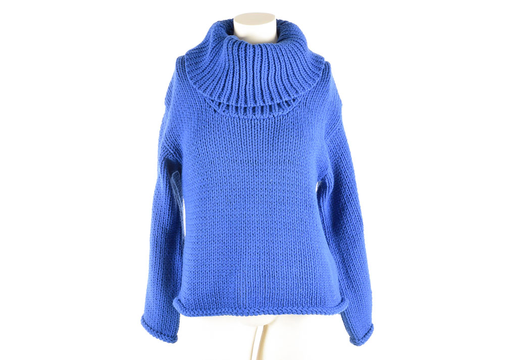 525 America Blue Knit Turtleneck Sweater