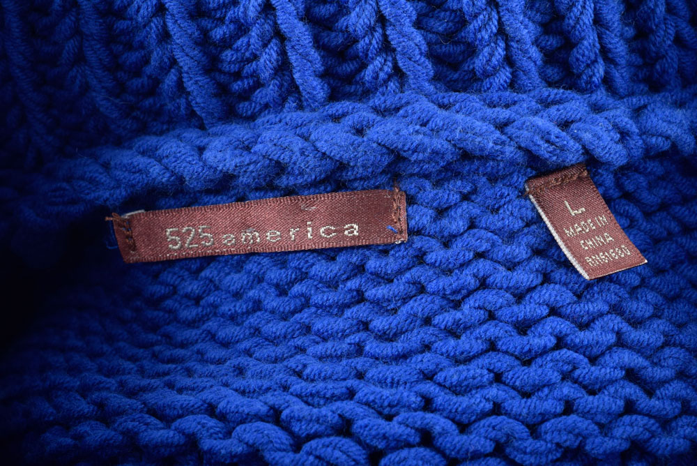 525 America Blue Knit Turtleneck Sweater