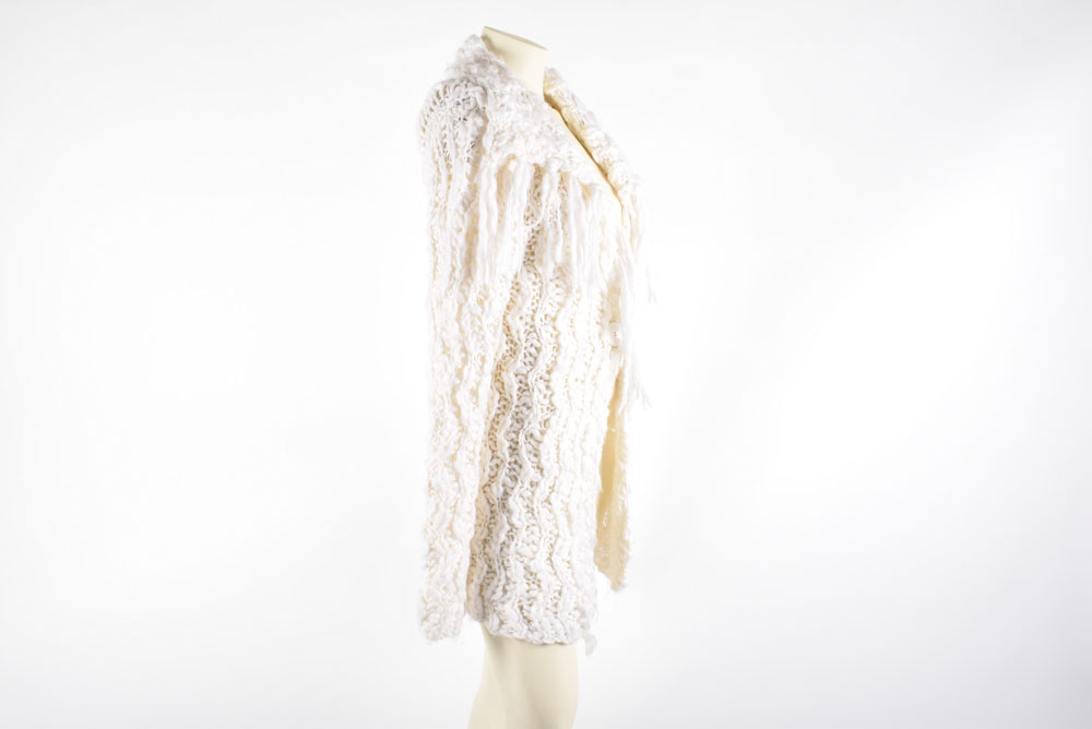 Chico's Long Knit Cardigan Sweater with Fringe