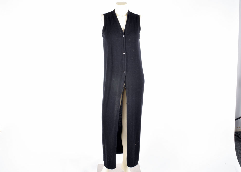 Aldan Black Jacket with Tie Belt, and a Malo Cashmere, and TSE Cashmere Cardigan Knit Sweater