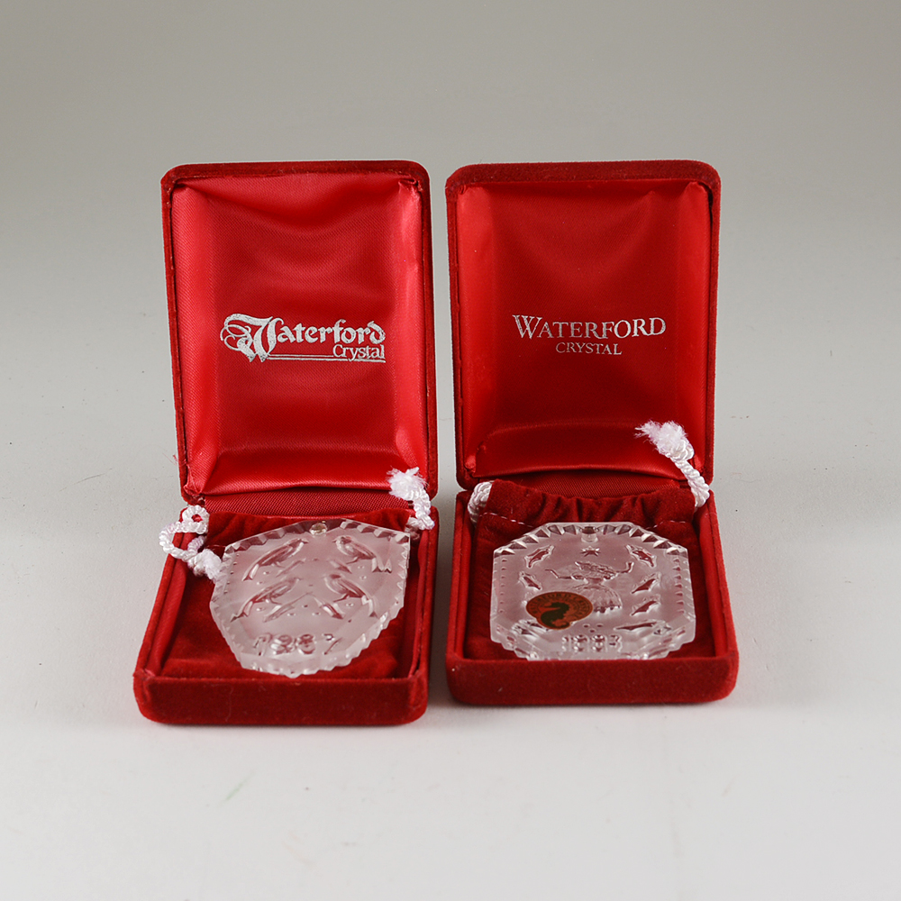 Pair of Vintage Waterford Crystal Ornaments