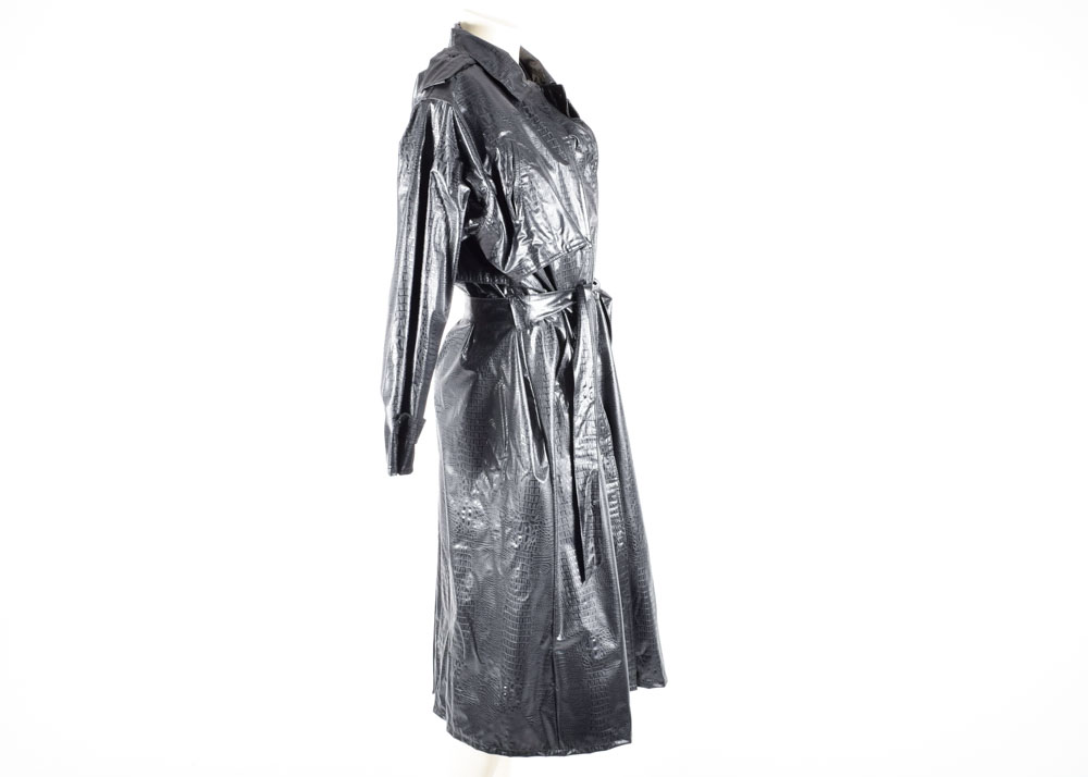 Kenn Sporn for Wippette Black Alligator Print Vinyl Coat