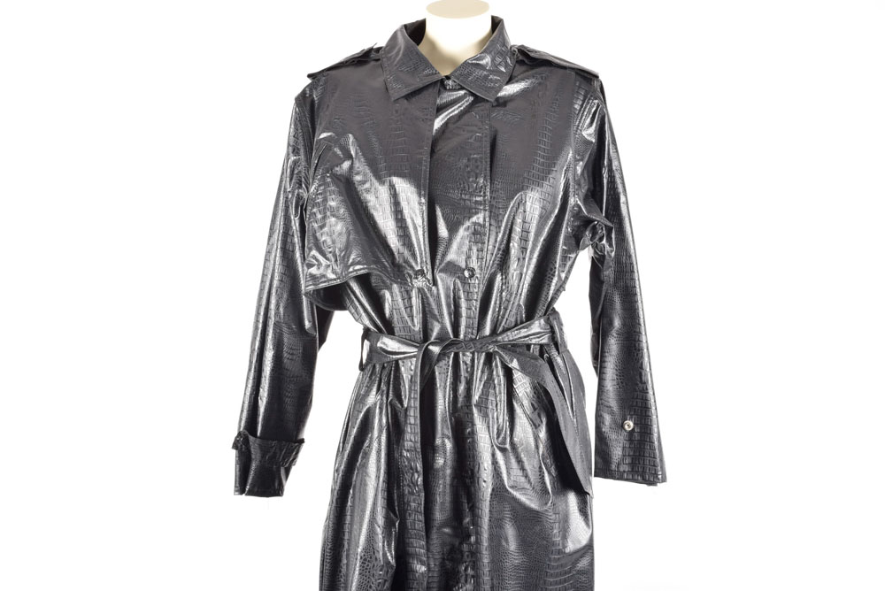 Kenn Sporn for Wippette Black Alligator Print Vinyl Coat