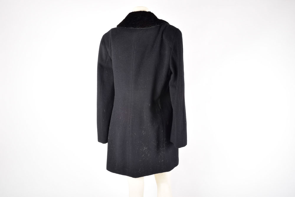 Daniel & Rebecca Black Coat with Faux Persian Lamb Collar
