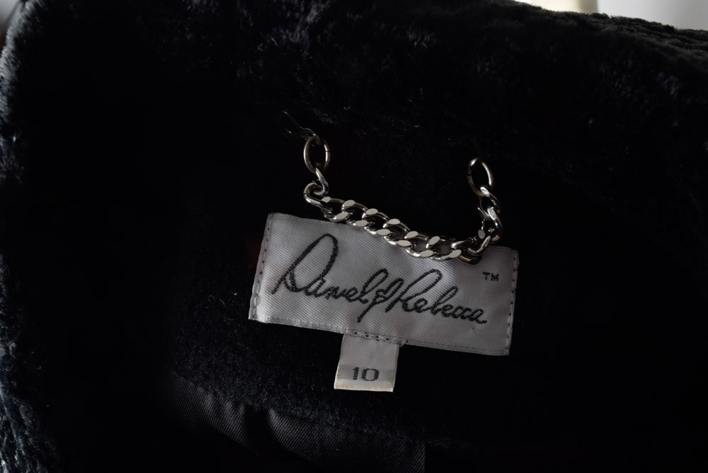 Daniel & Rebecca Black Coat with Faux Persian Lamb Collar