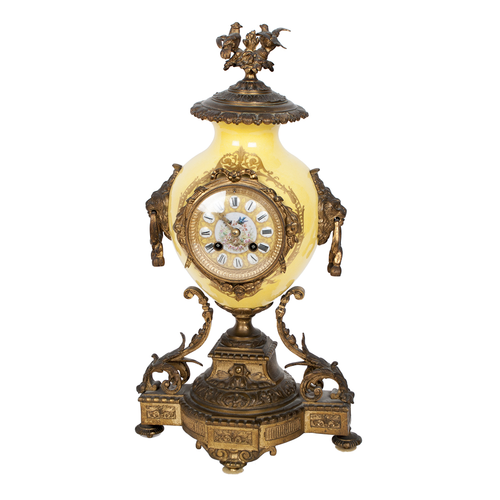 Antique Imperial Yellow Garniture Clock