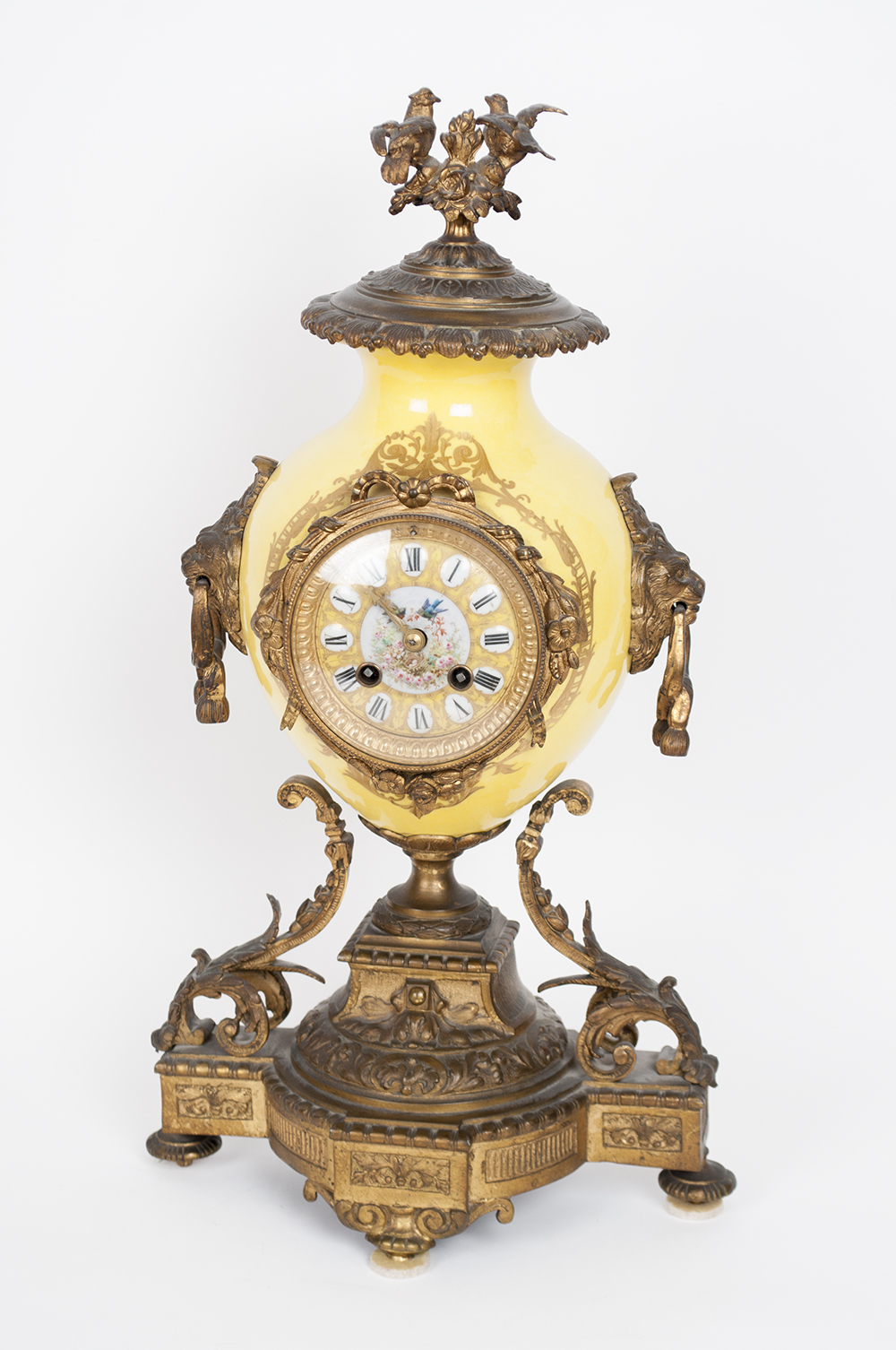 Antique Imperial Yellow Garniture Clock