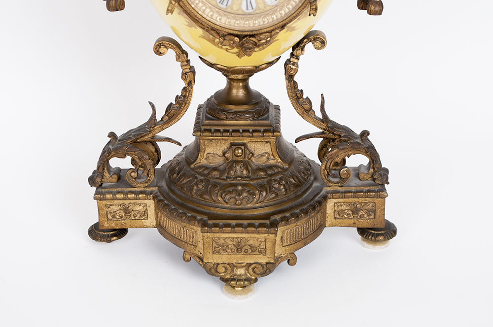 Antique Imperial Yellow Garniture Clock