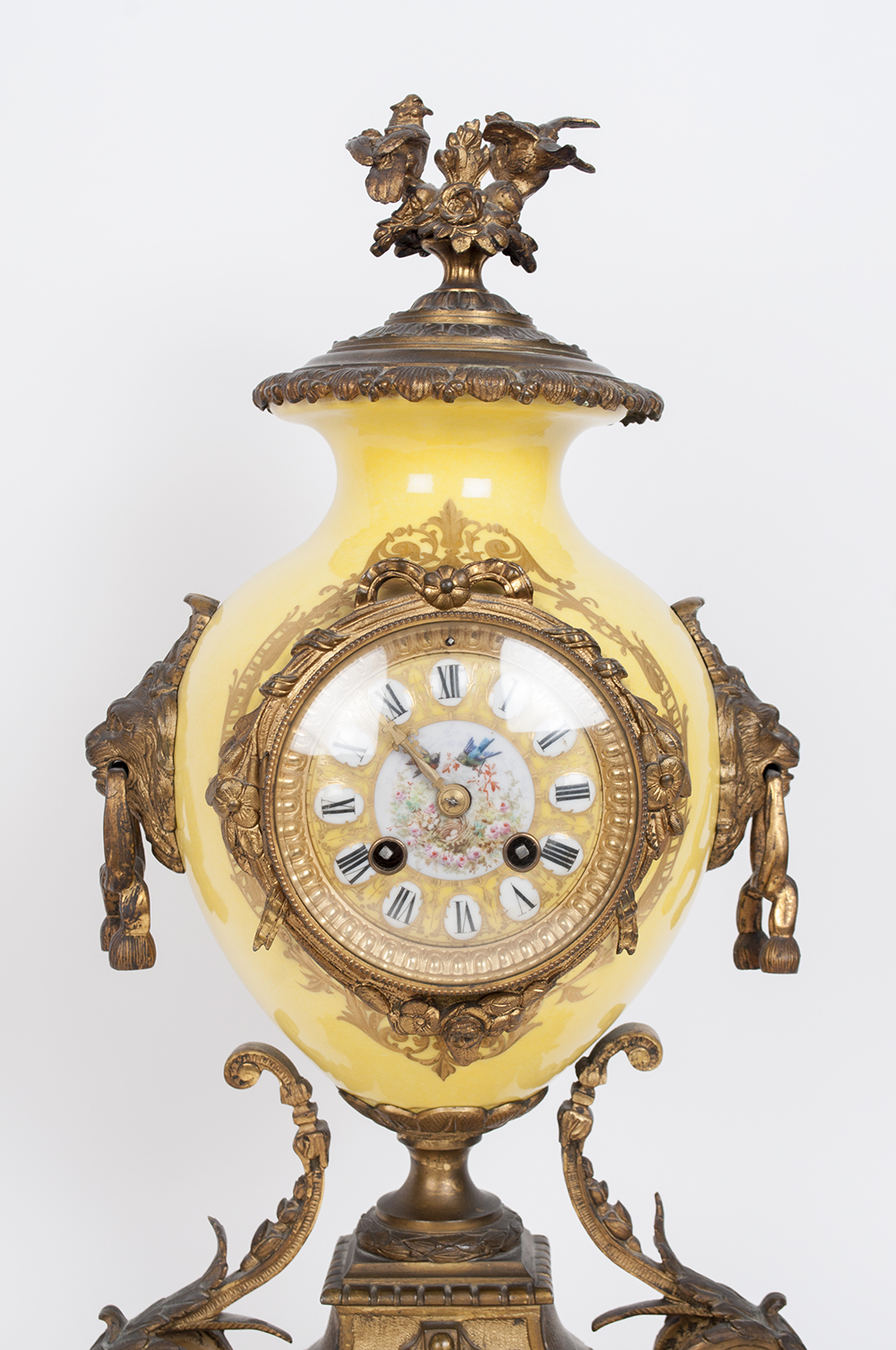 Antique Imperial Yellow Garniture Clock