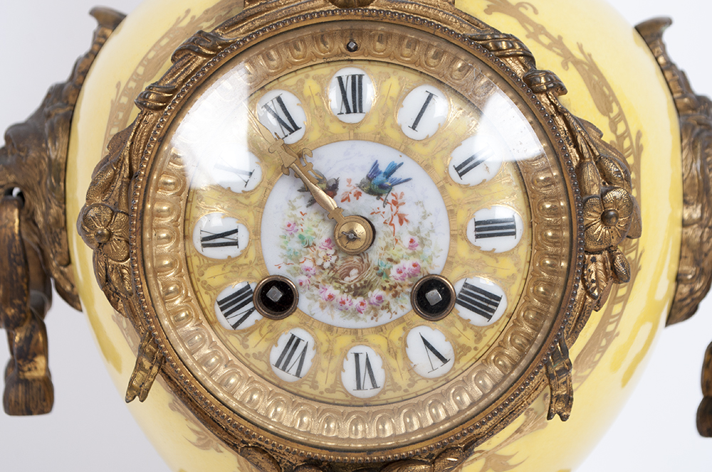 Antique Imperial Yellow Garniture Clock